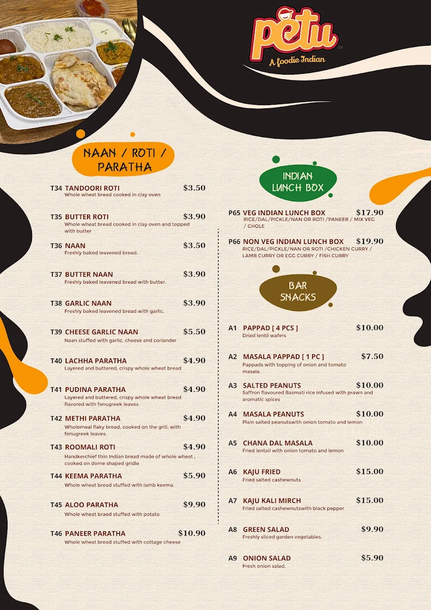 Menu, Petu Schofields