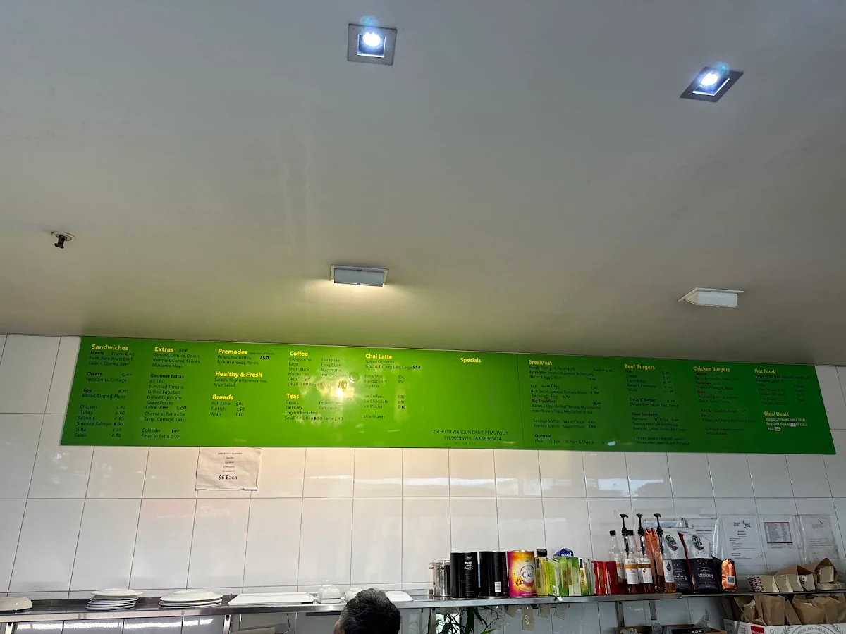 Menu, Cafe with an 'E'