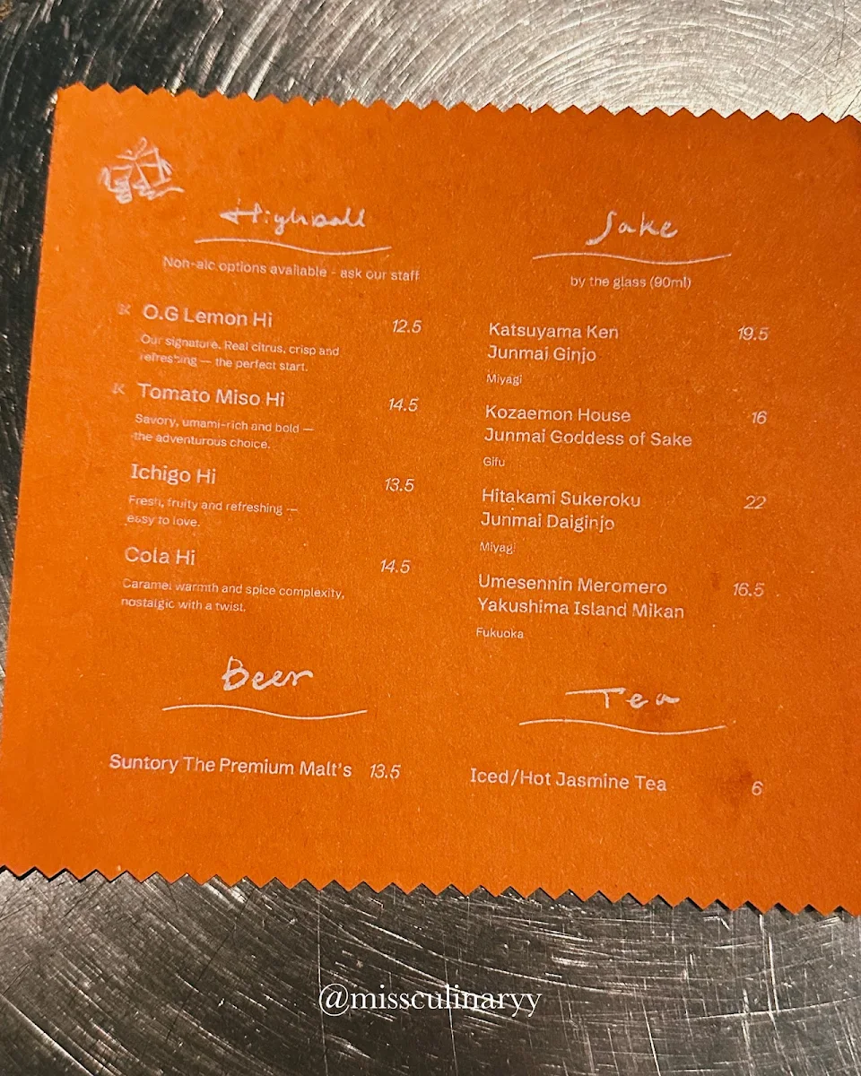 Menu, Atsu