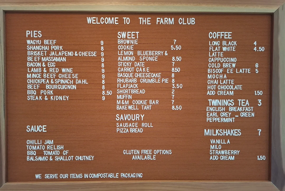 Menu, Farm Club Australia