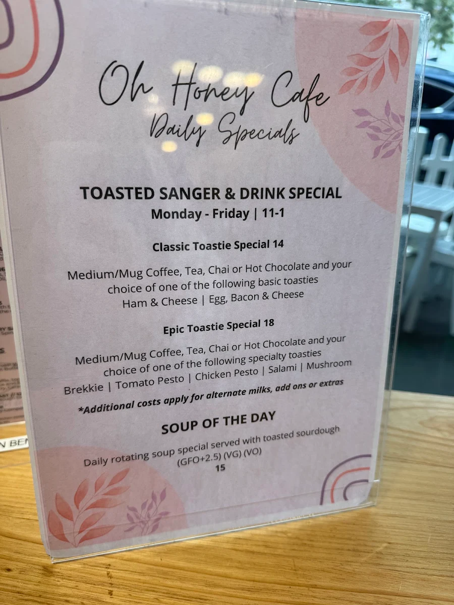 Menu, Oh Honey