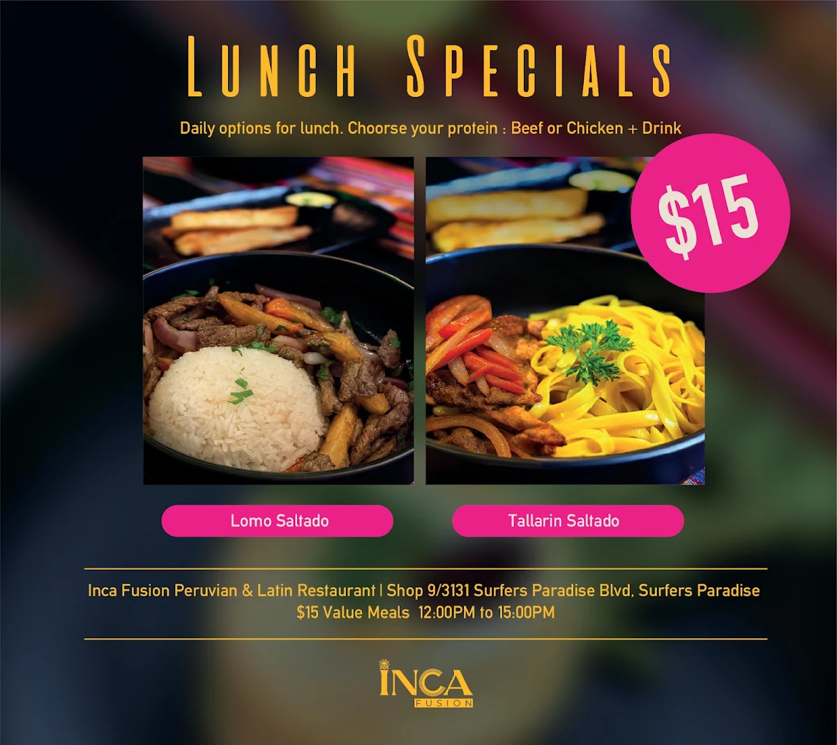 Menu, Inca Fusion - Peruvian & Latin Food | Gold Coast