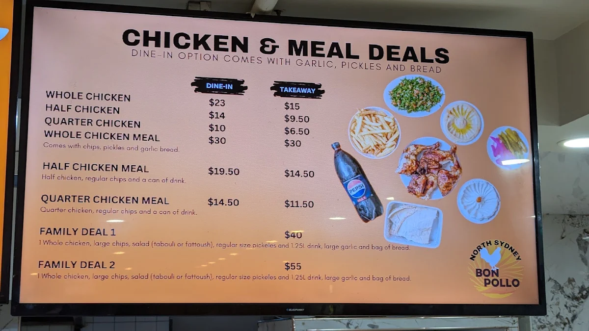 Menu, BON POLLO HALAL GRILLED CHICKEN NORTH SYDNEY