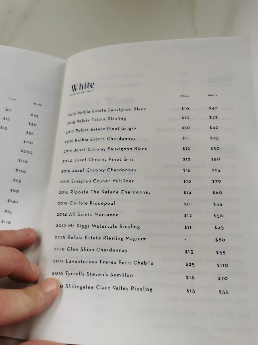 Menu, Alida Restaurant at Penny Royal