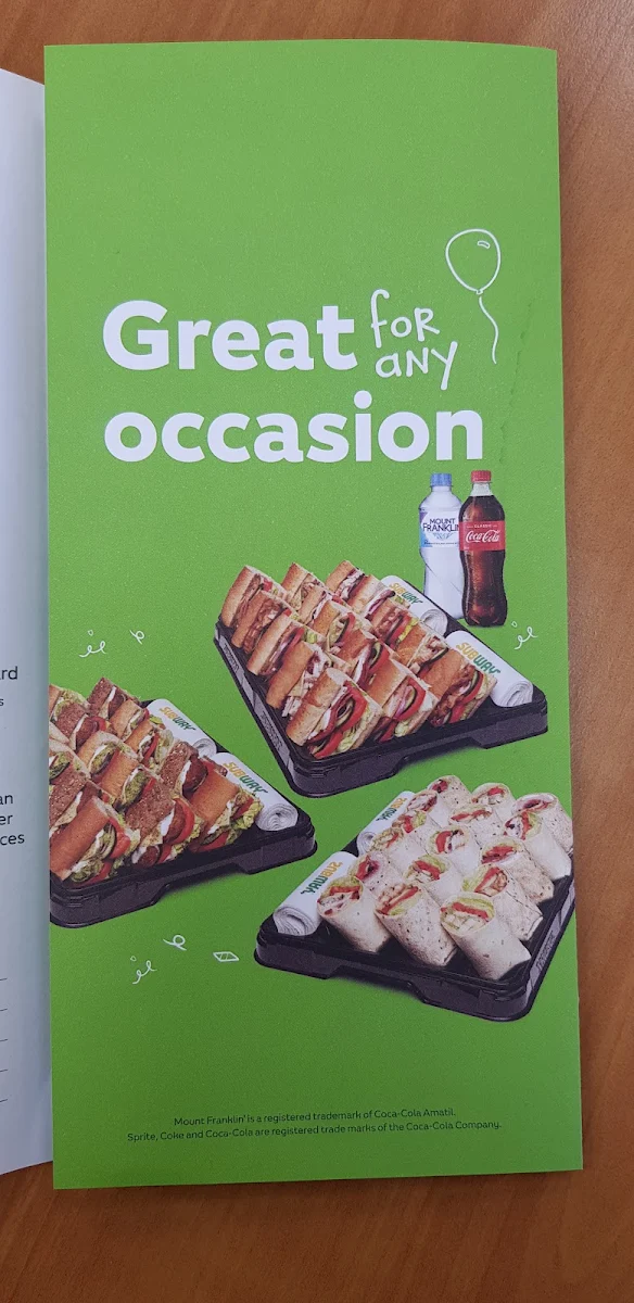 Menu, Subway