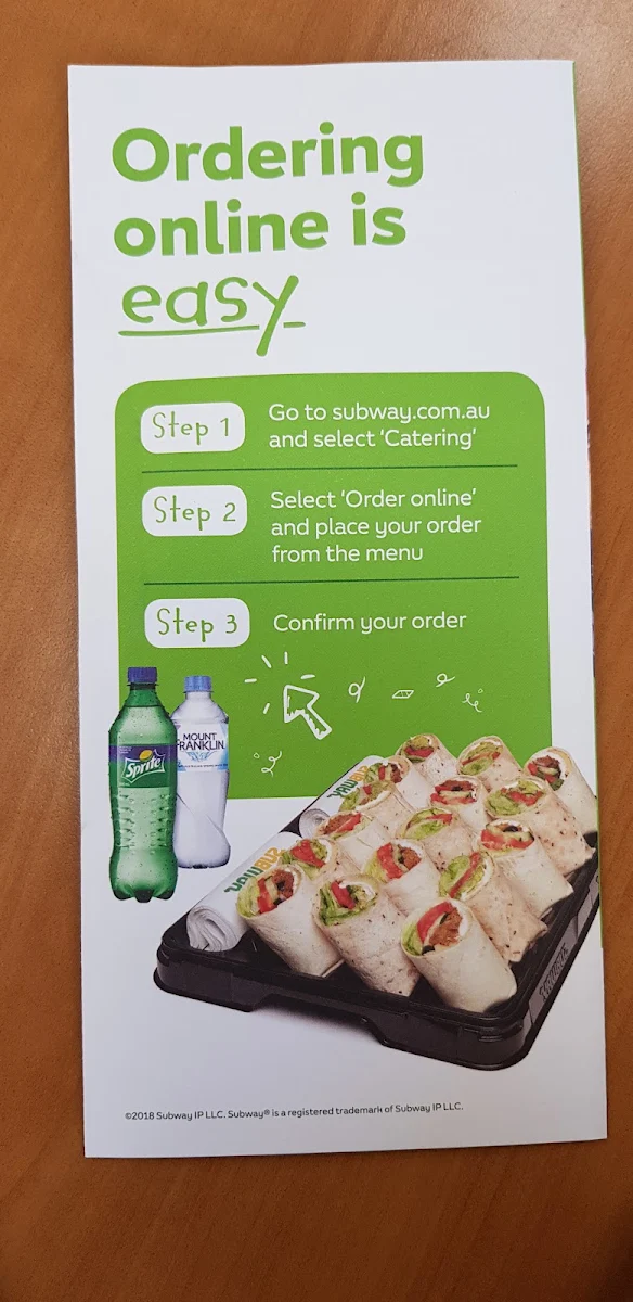 Menu, Subway