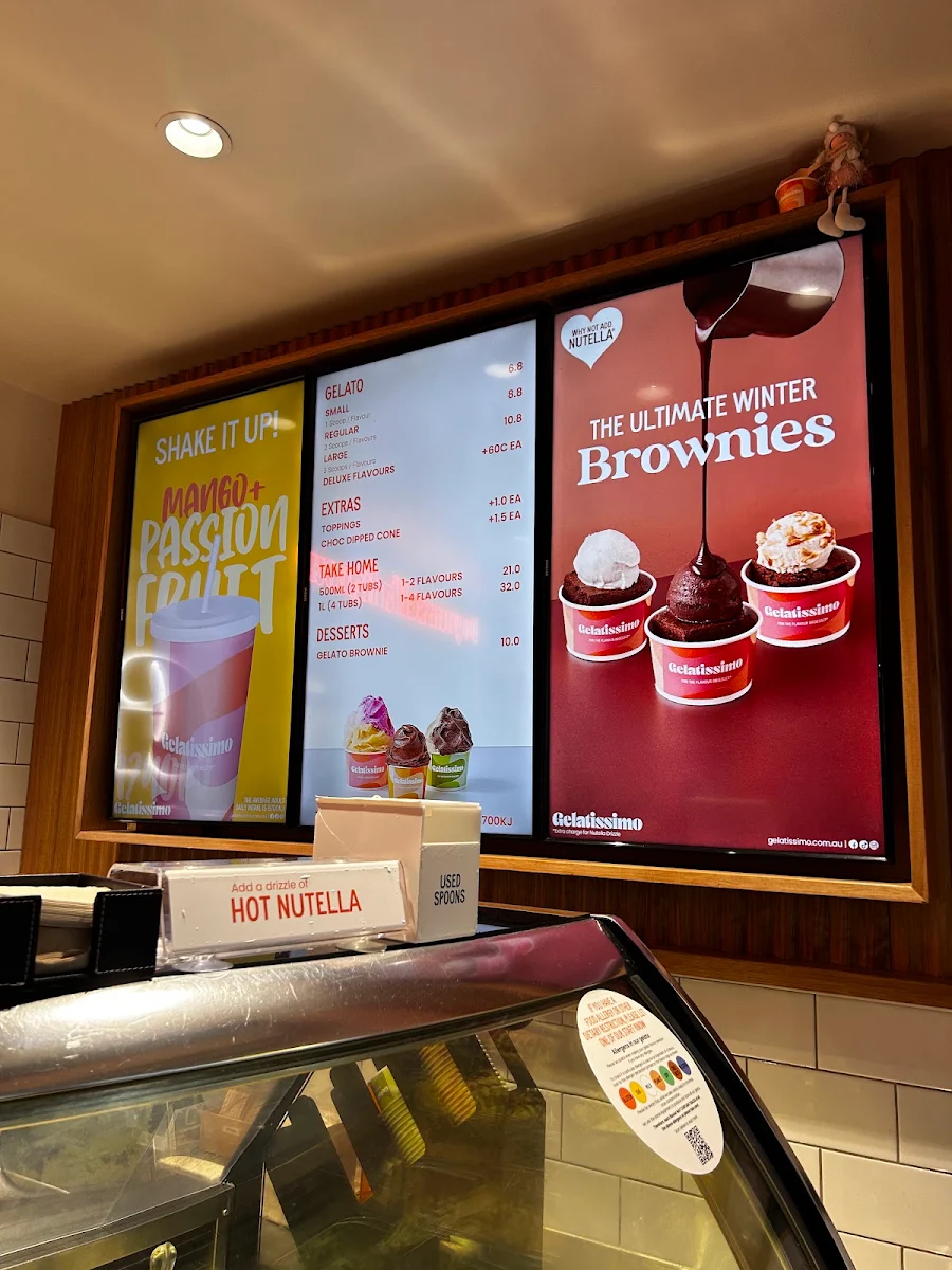 Menu, Gelatissimo Brisbane CBD