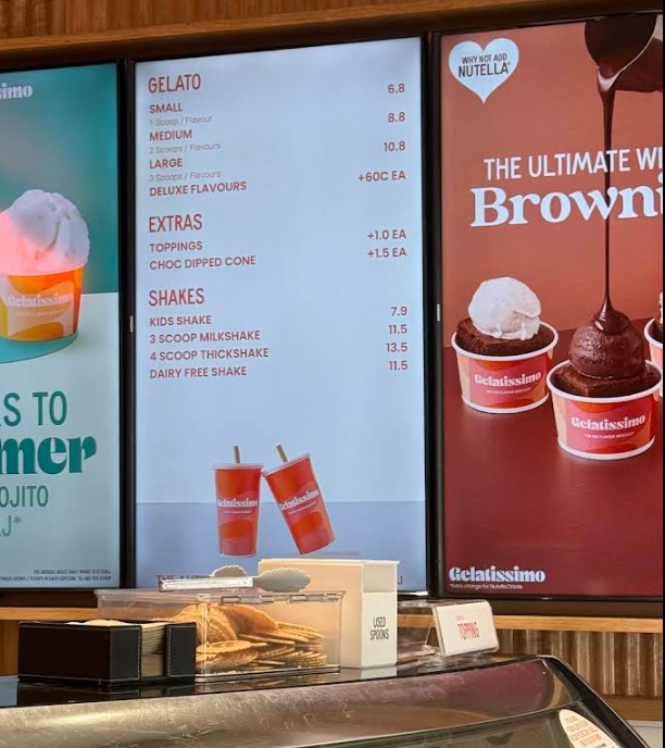 Menu, Gelatissimo Brisbane CBD