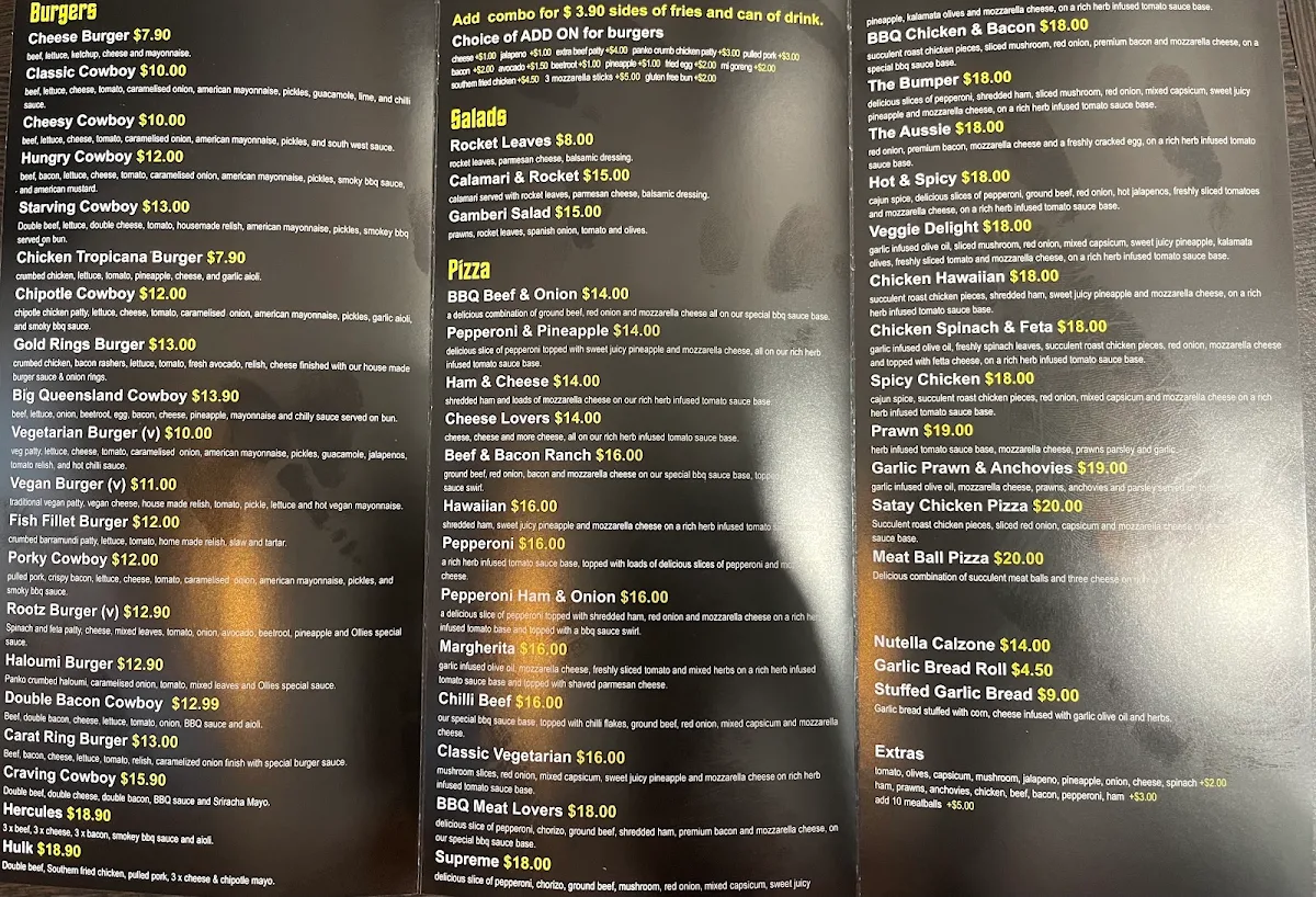Menu, Ollies Trolly