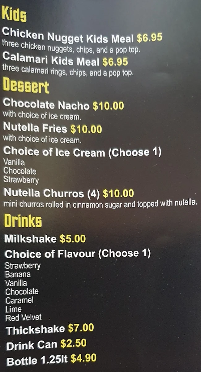 Menu, Ollies Trolly