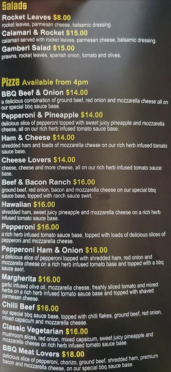 Menu, Ollies Trolly