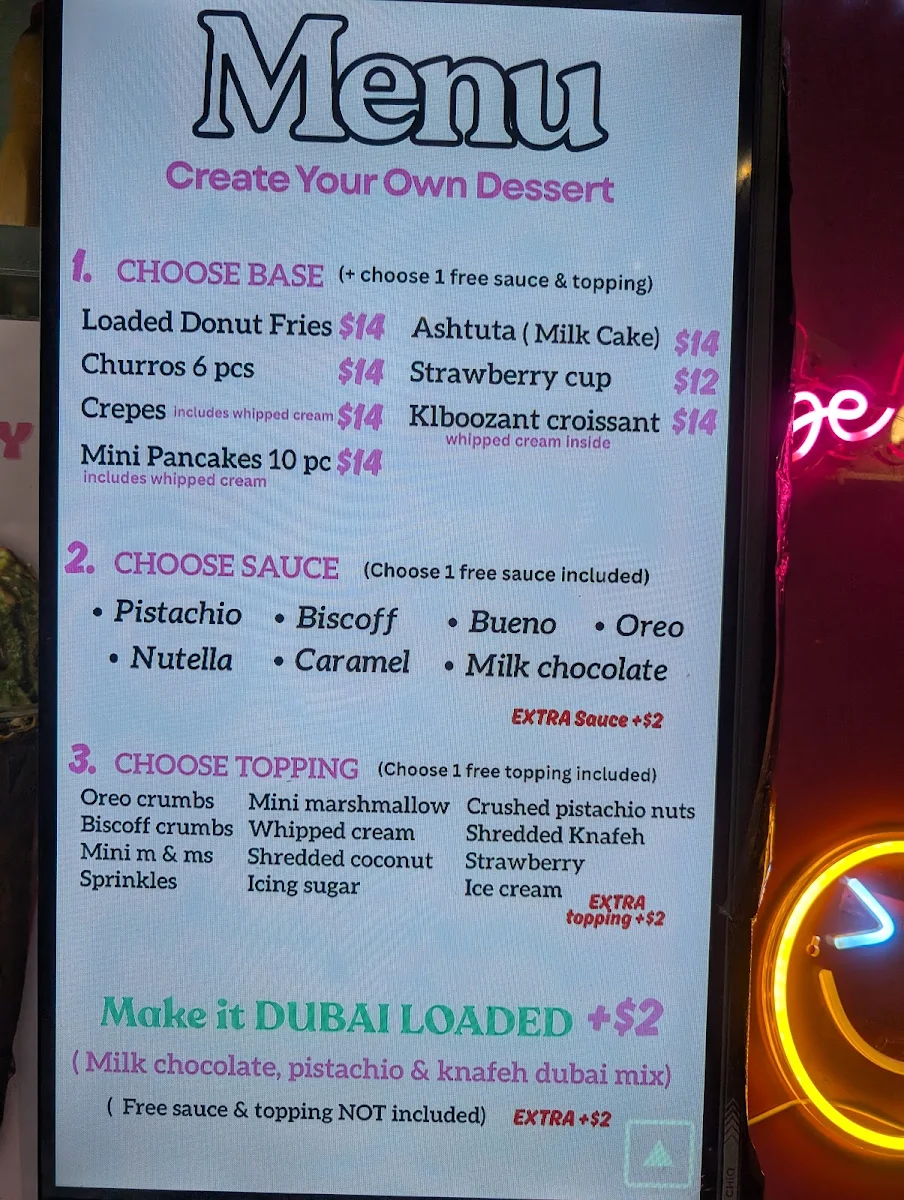 Menu, Klbooza Dessert Foodtruck