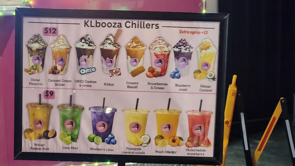 Menu, Klbooza Dessert Foodtruck