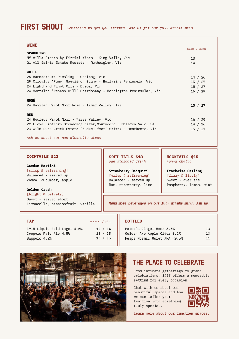 Menu, 1915