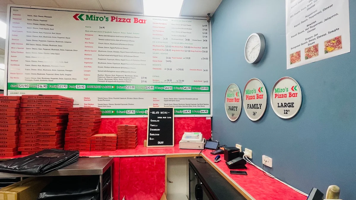 Menu, Miro's Pizza Bar