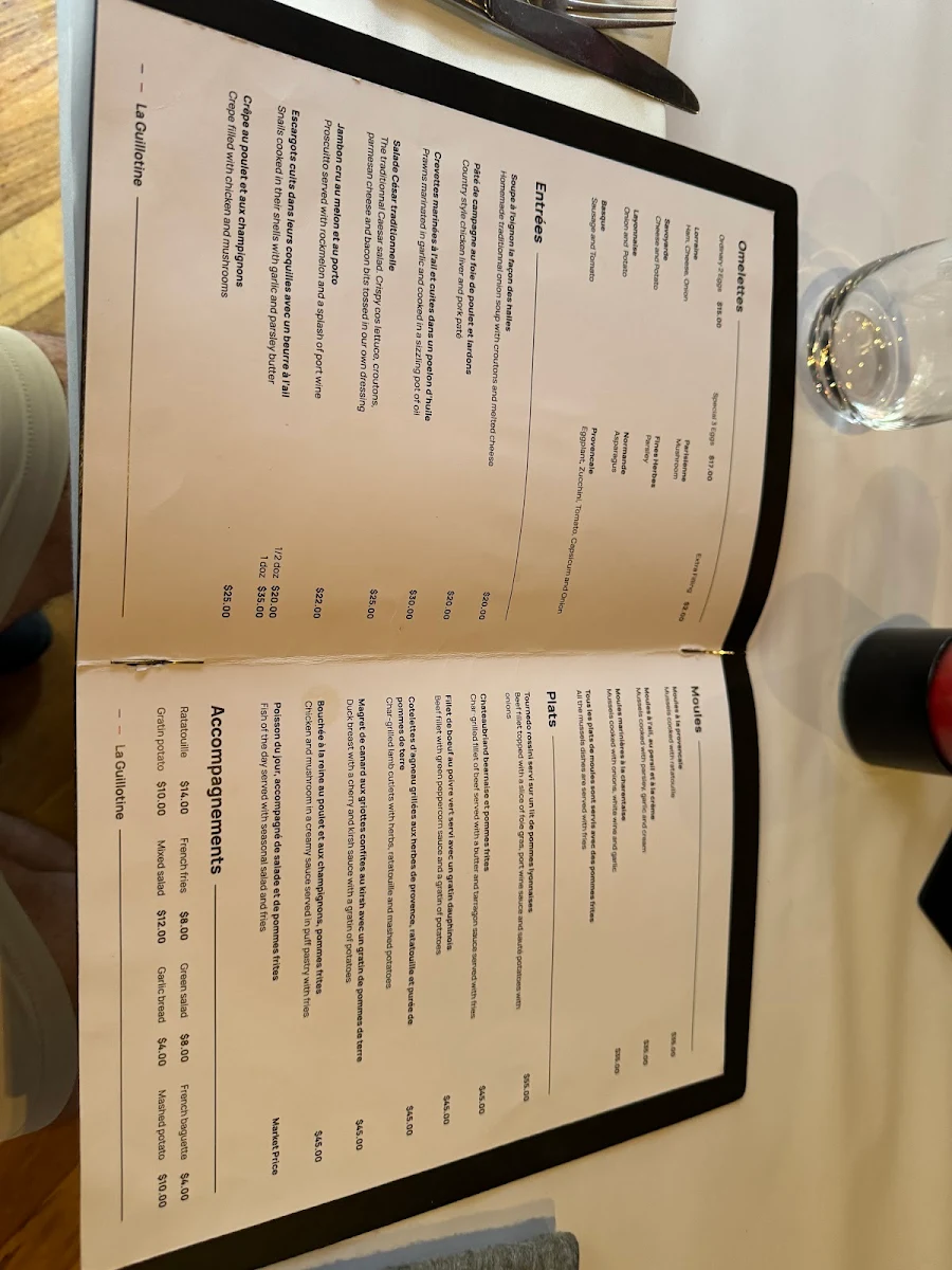 Menu, La Guillotine