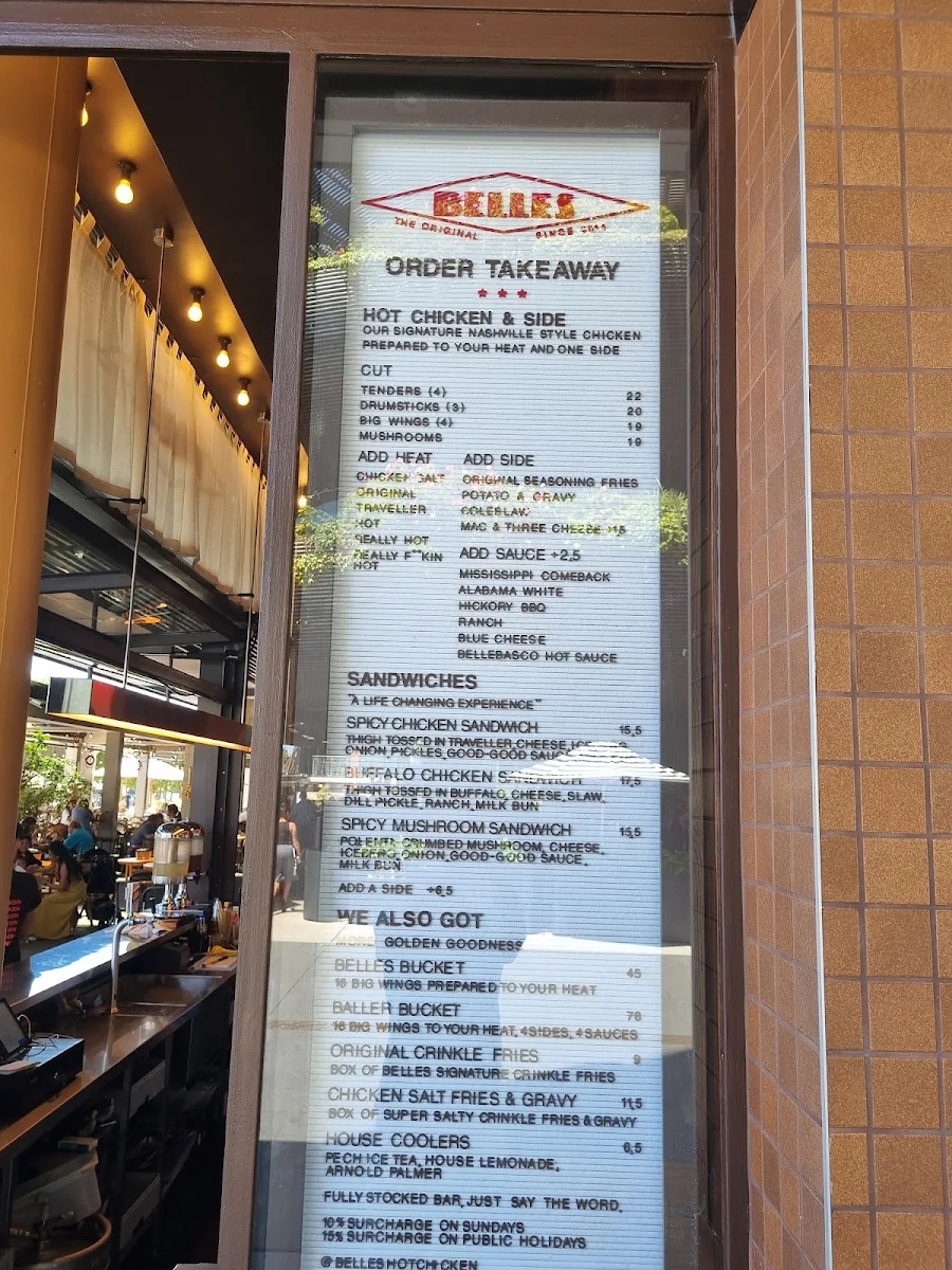 Menu, Belles Hot Chicken Barangaroo