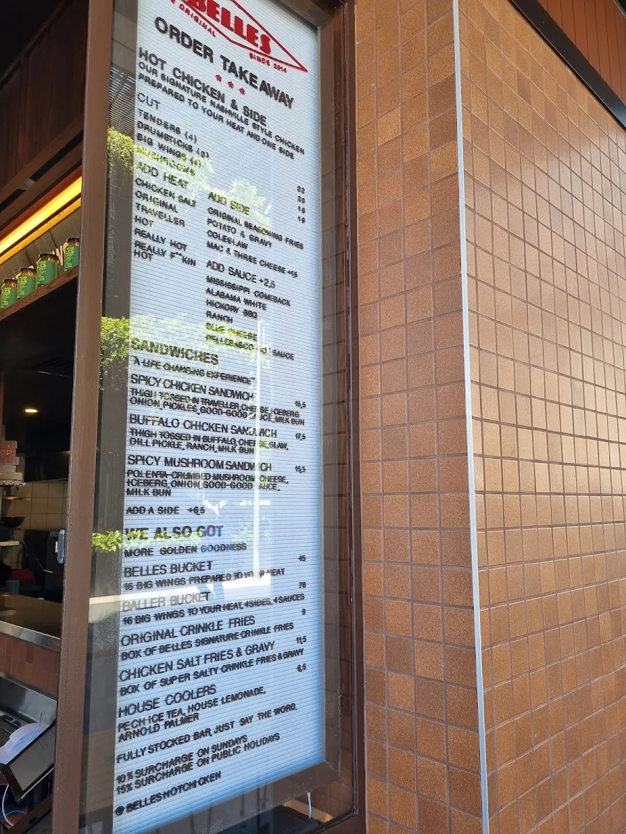 Menu, Belles Hot Chicken Barangaroo