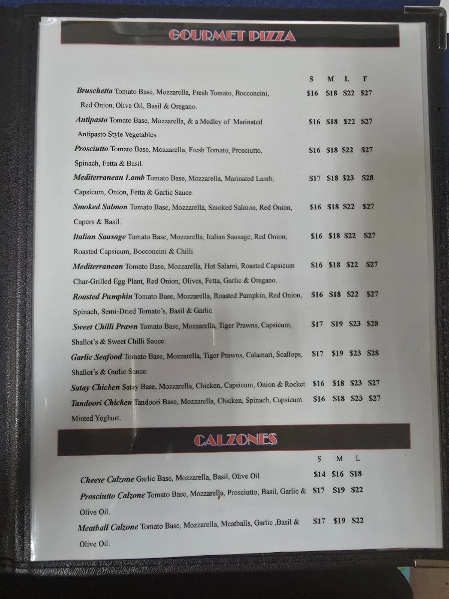 Menu, The Don’s Traditional Pizzeria