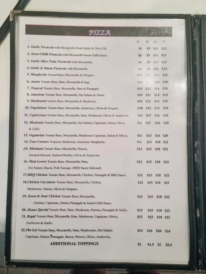 Menu, The Don’s Traditional Pizzeria