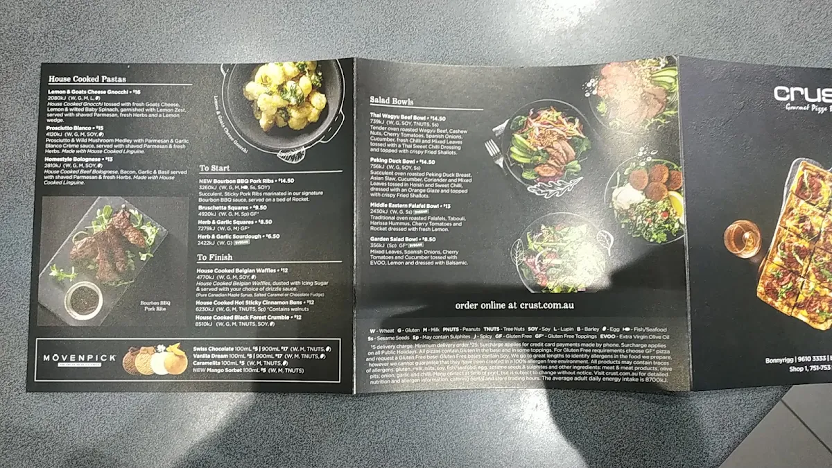Menu, Crust Pizza Bonnyrigg