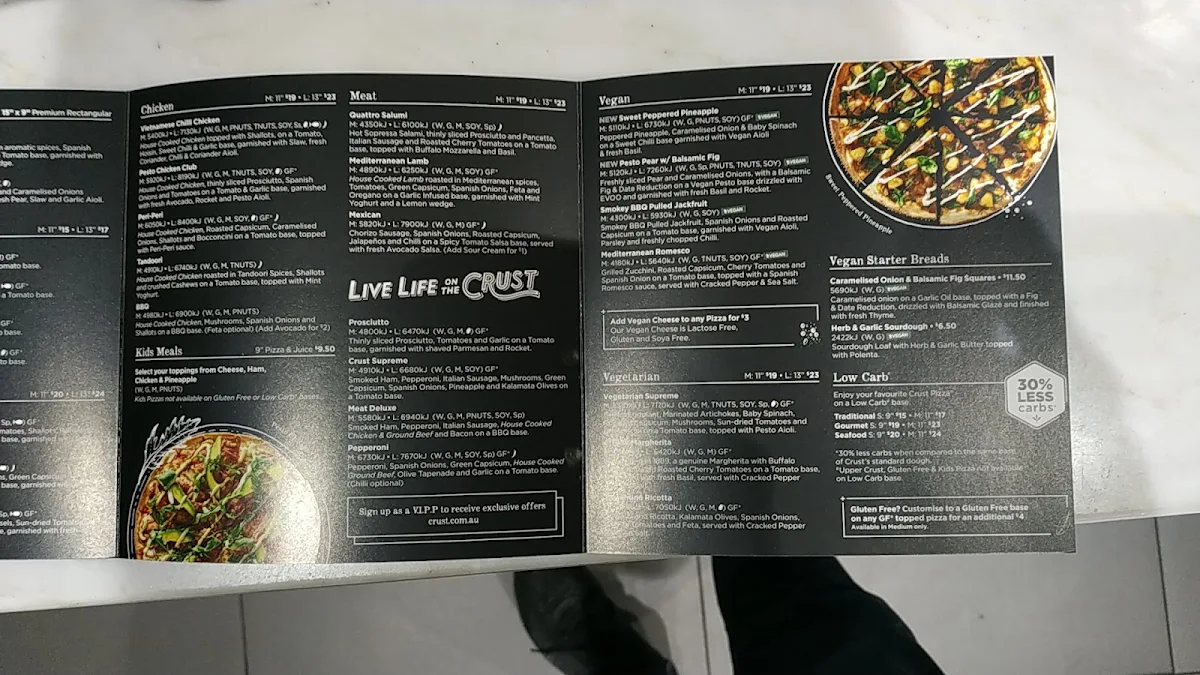Menu, Crust Pizza Bonnyrigg