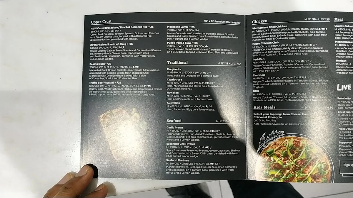 Menu, Crust Pizza Bonnyrigg