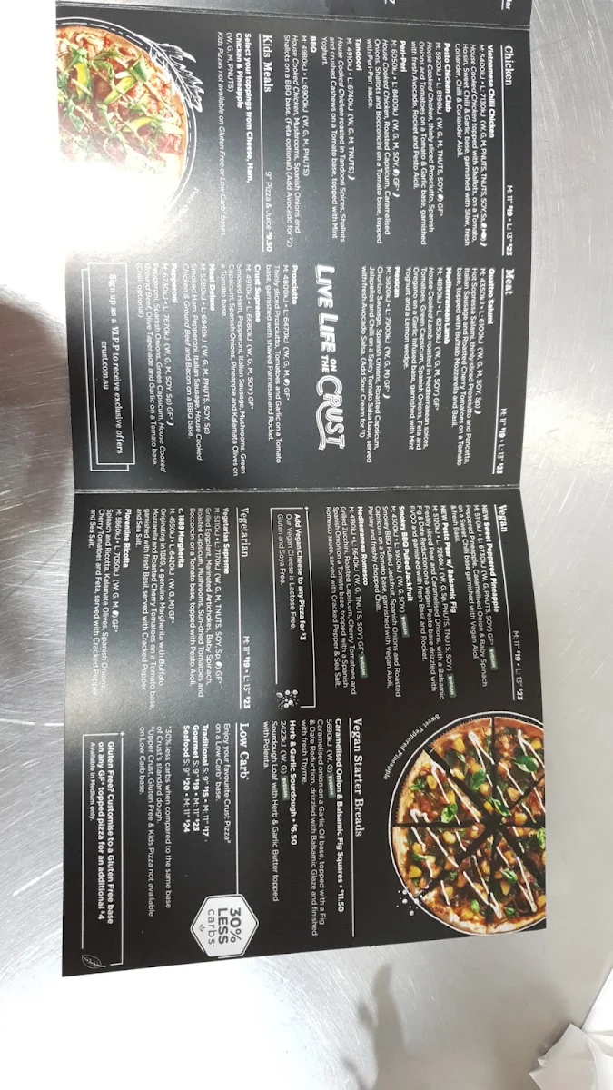 Menu, Crust Pizza Bonnyrigg