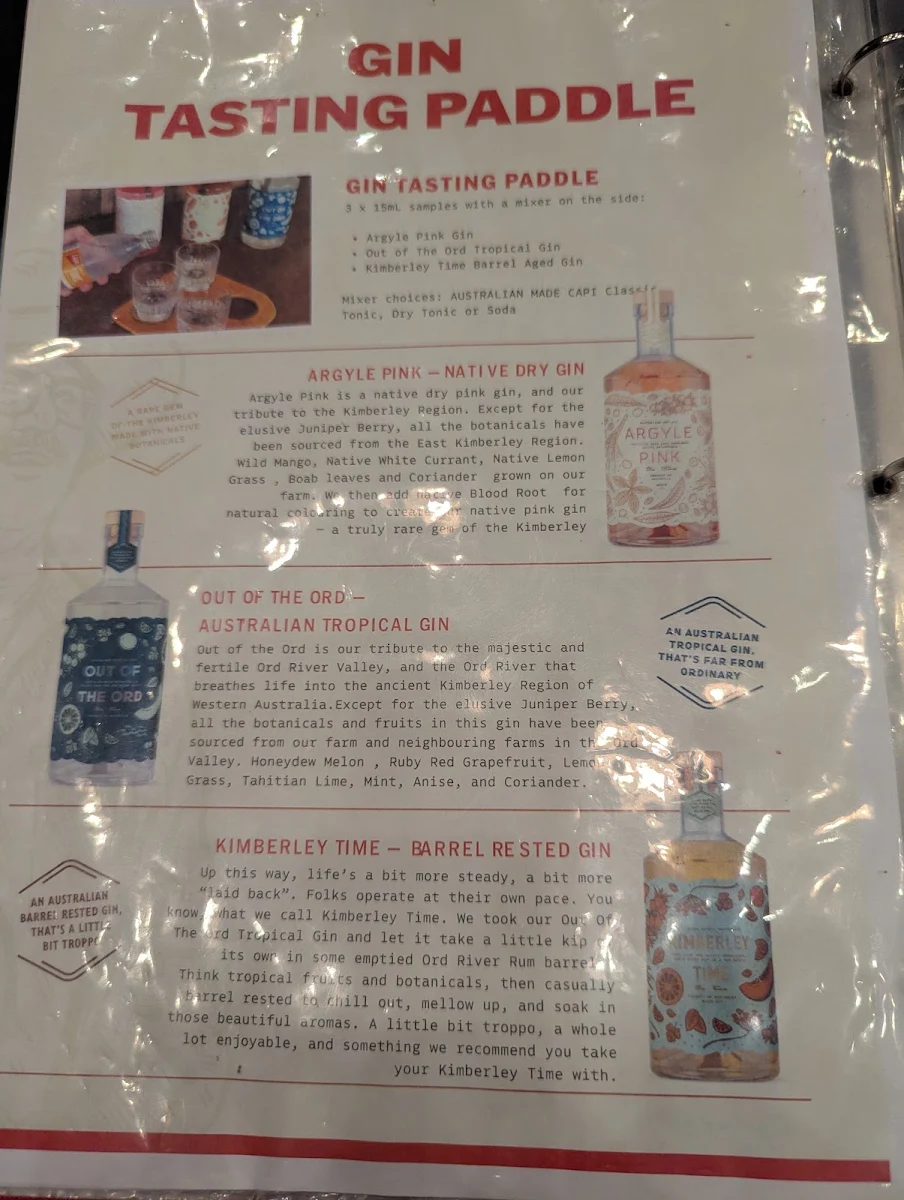 Menu, Hoochery Distillery