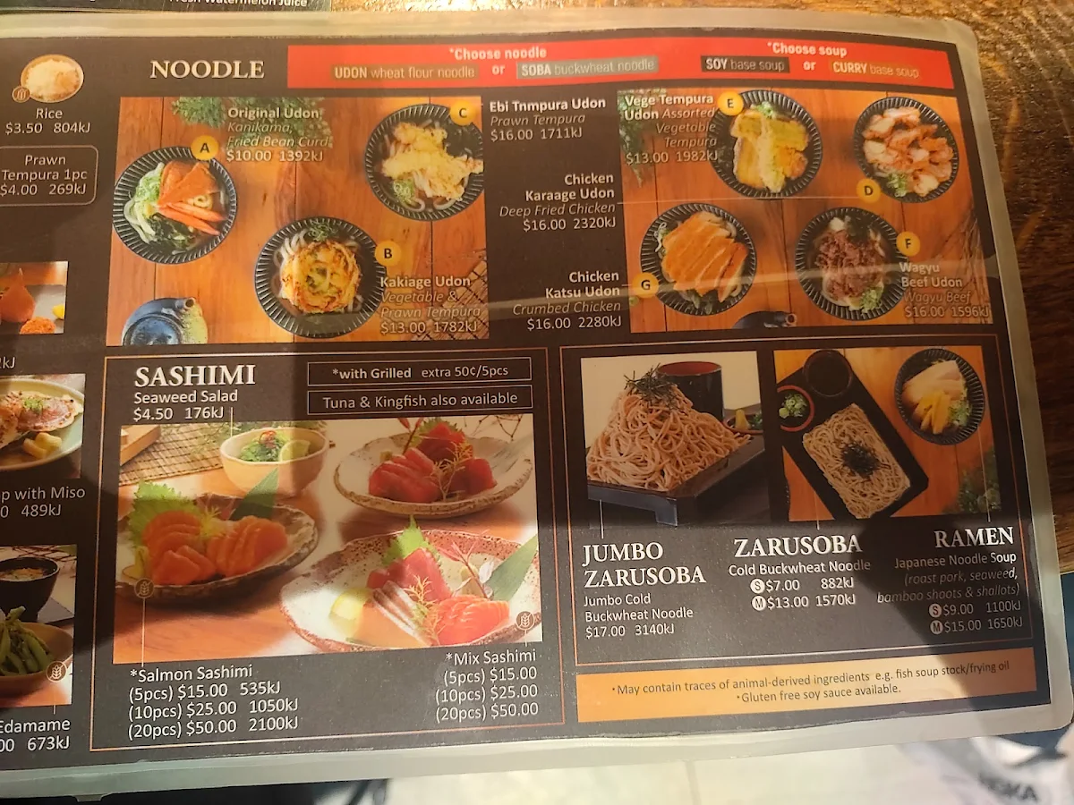 Menu, Sushi Train Surry Hills
