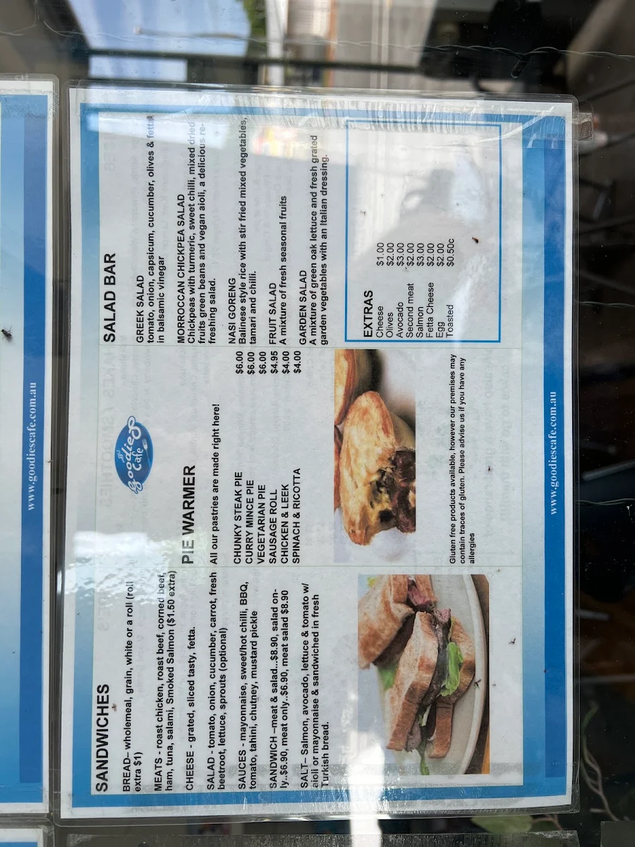 Menu, Goodies Cafe