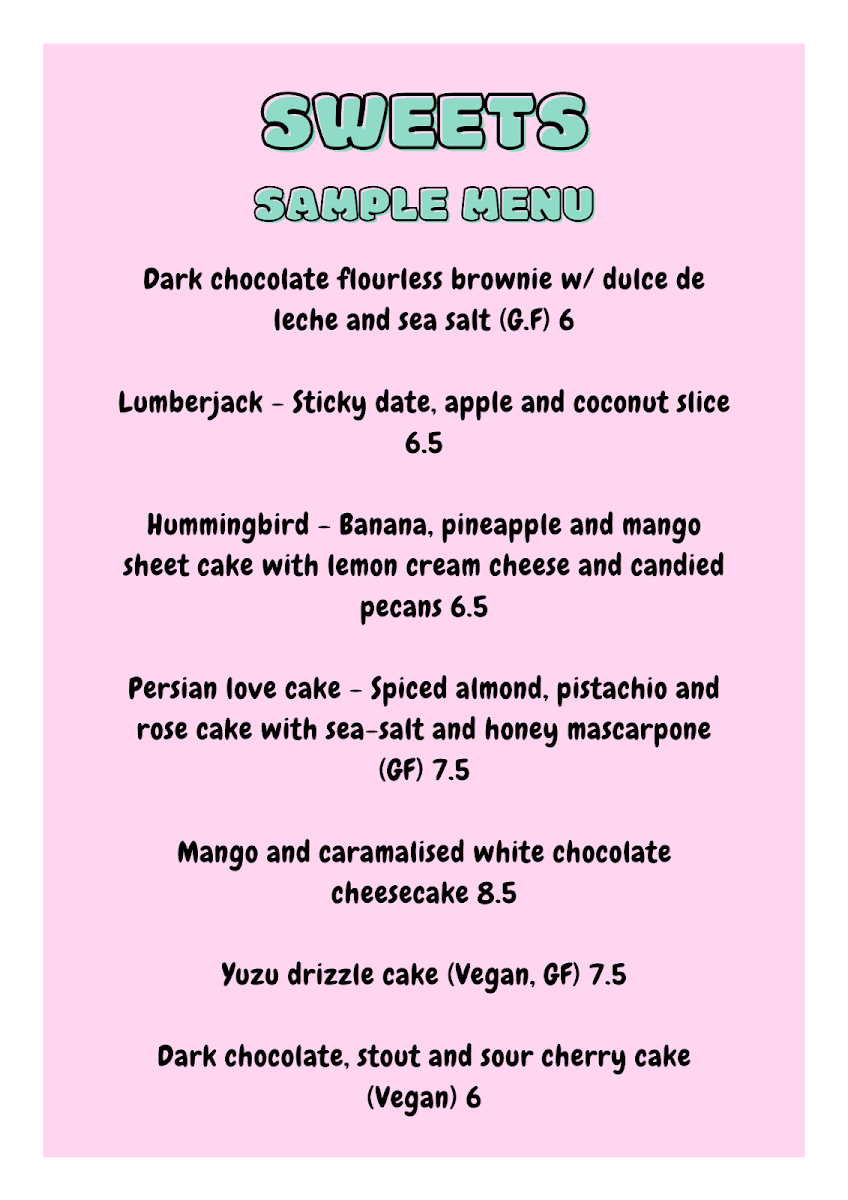 Menu, Bellyful Catering