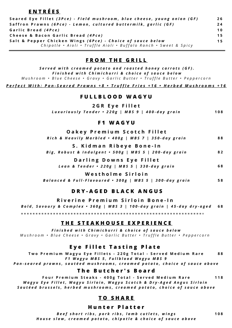Menu, Fox and Hounds