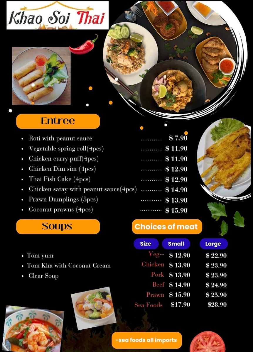 Menu, Khao Soi Thai Restaurant