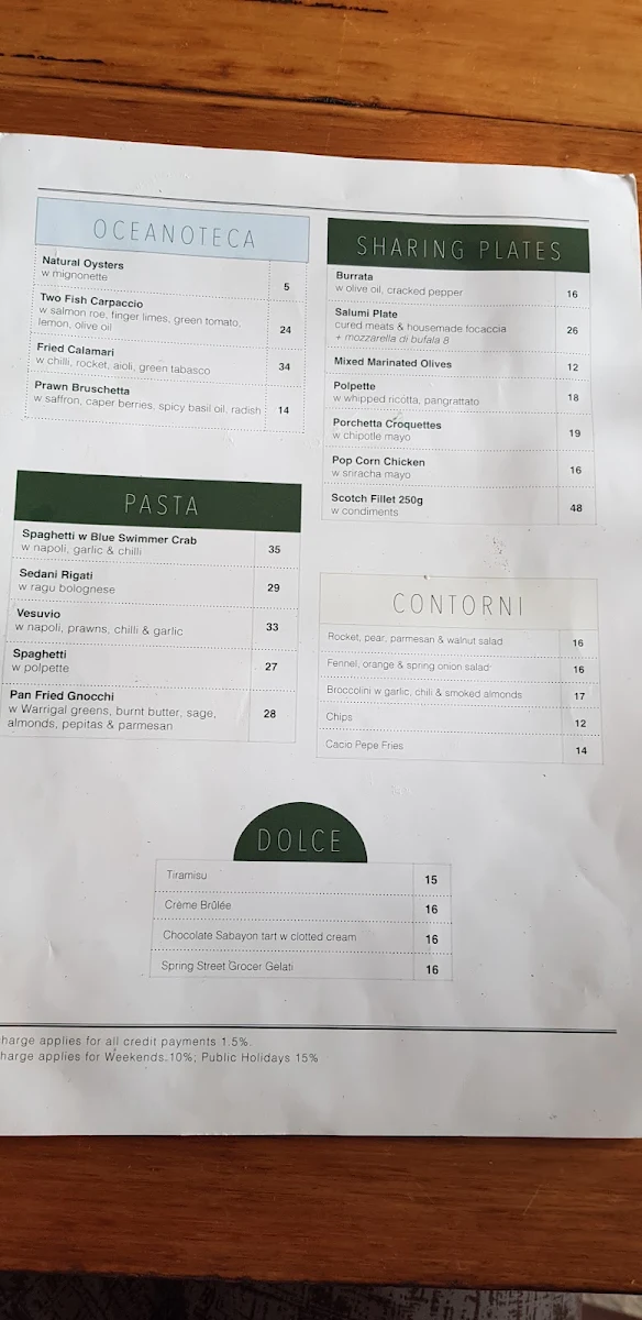 Menu, Santoni Pizza & Bar