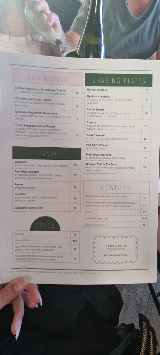Menu, Santoni Pizza & Bar