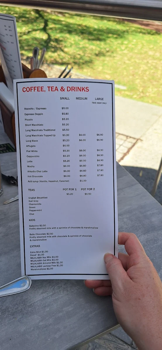 Menu, Café Du Point