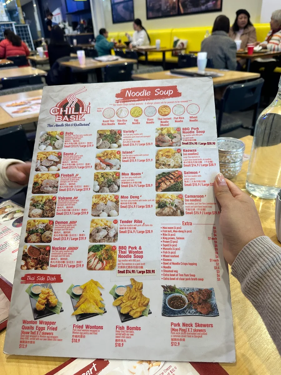 Menu, Chilli Basil Thai Noodle Bar & Restaurant