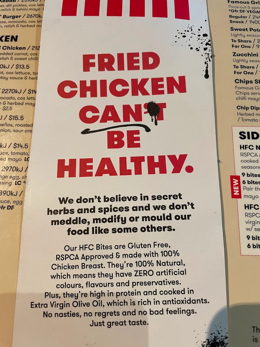 Menu, Grill'd Emporium