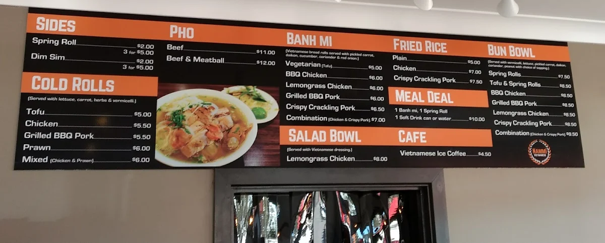 Menu, Nammi Vietnamese Sturt Road