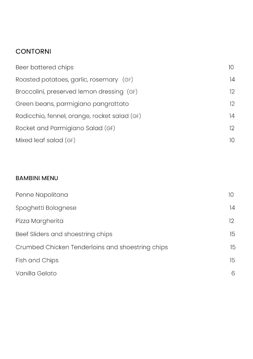 Menu, Saluti By Novella