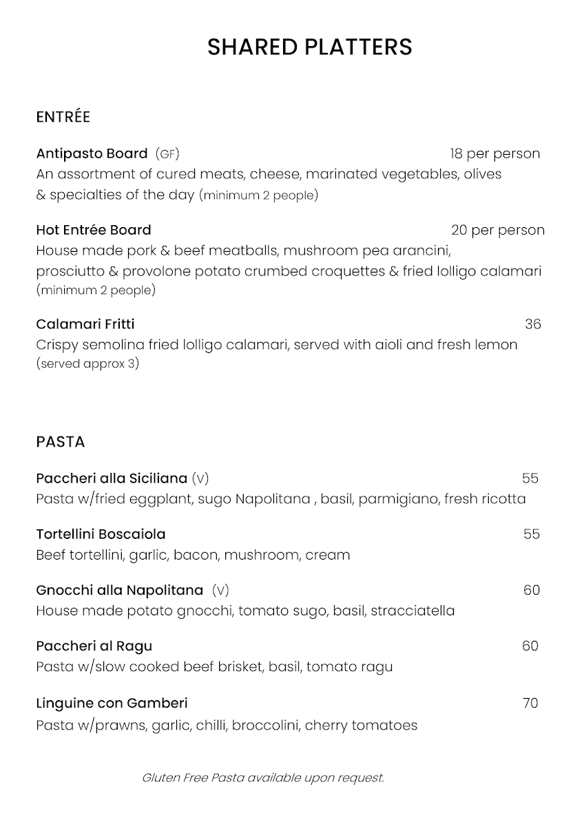 Menu, Saluti By Novella