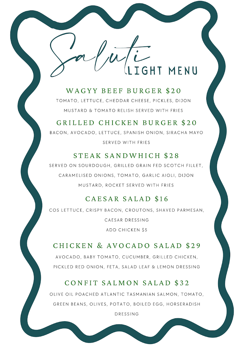 Menu, Saluti By Novella