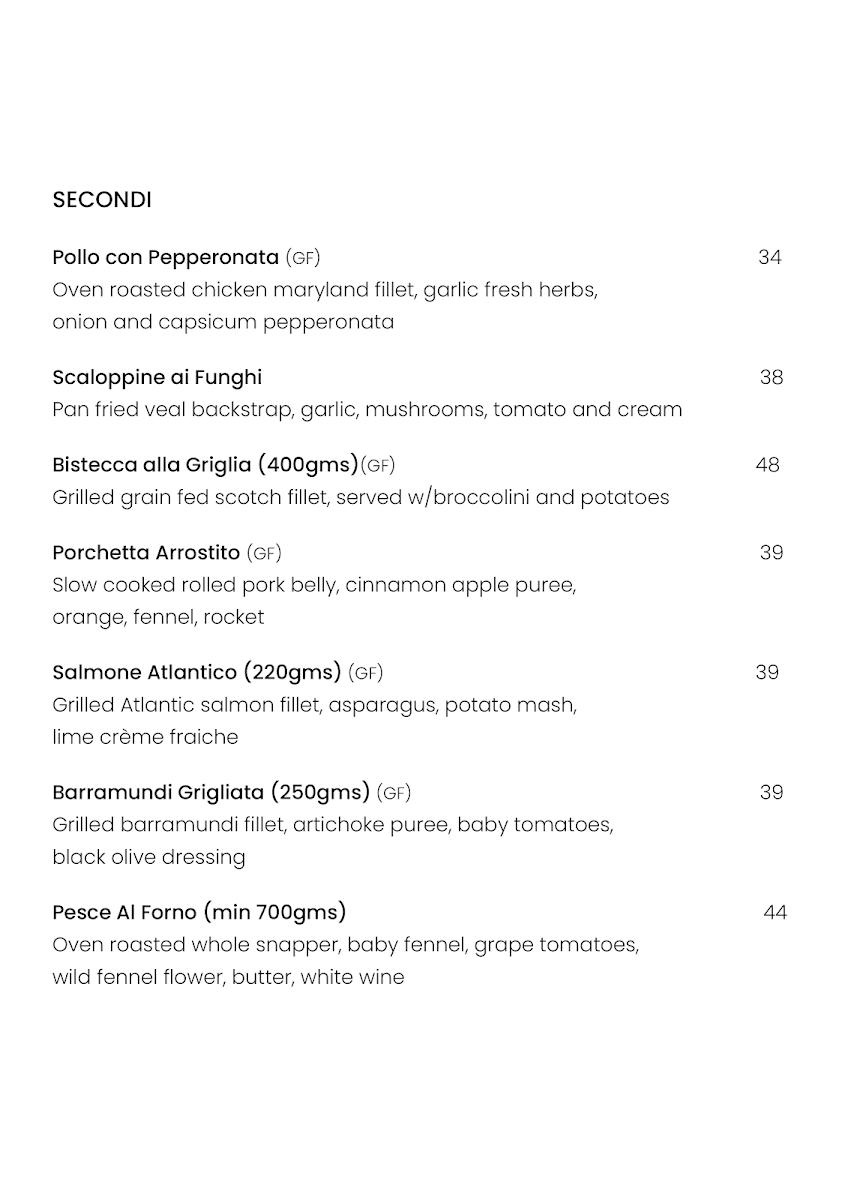 Menu, Saluti By Novella
