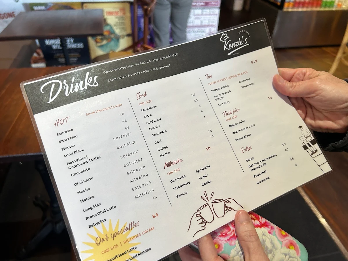 Menu, Kenzie's Kitchen