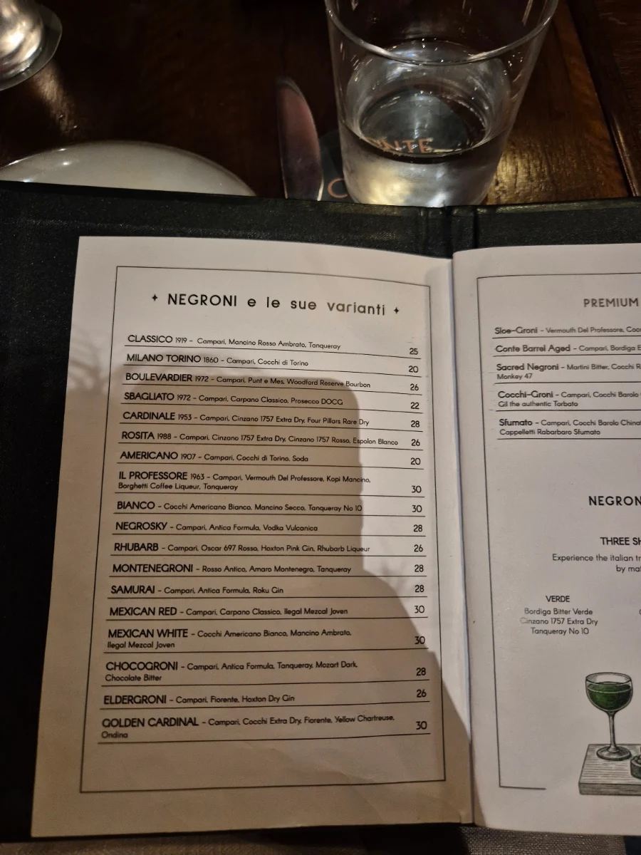Menu, Bar Conte Surry Hills