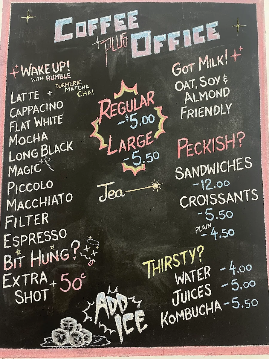 Menu, Coffee Plus Office