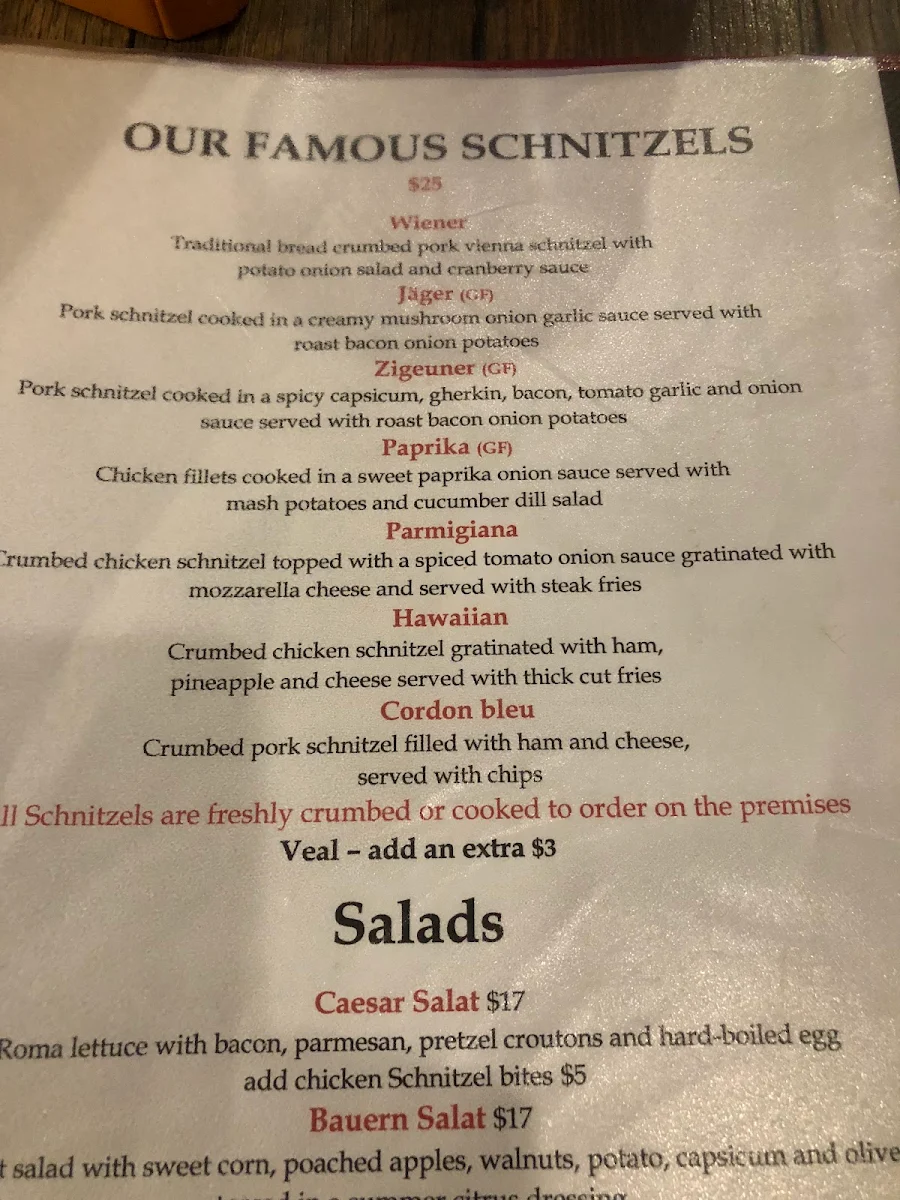 Menu, Austrian Beer Bar & Restaurant