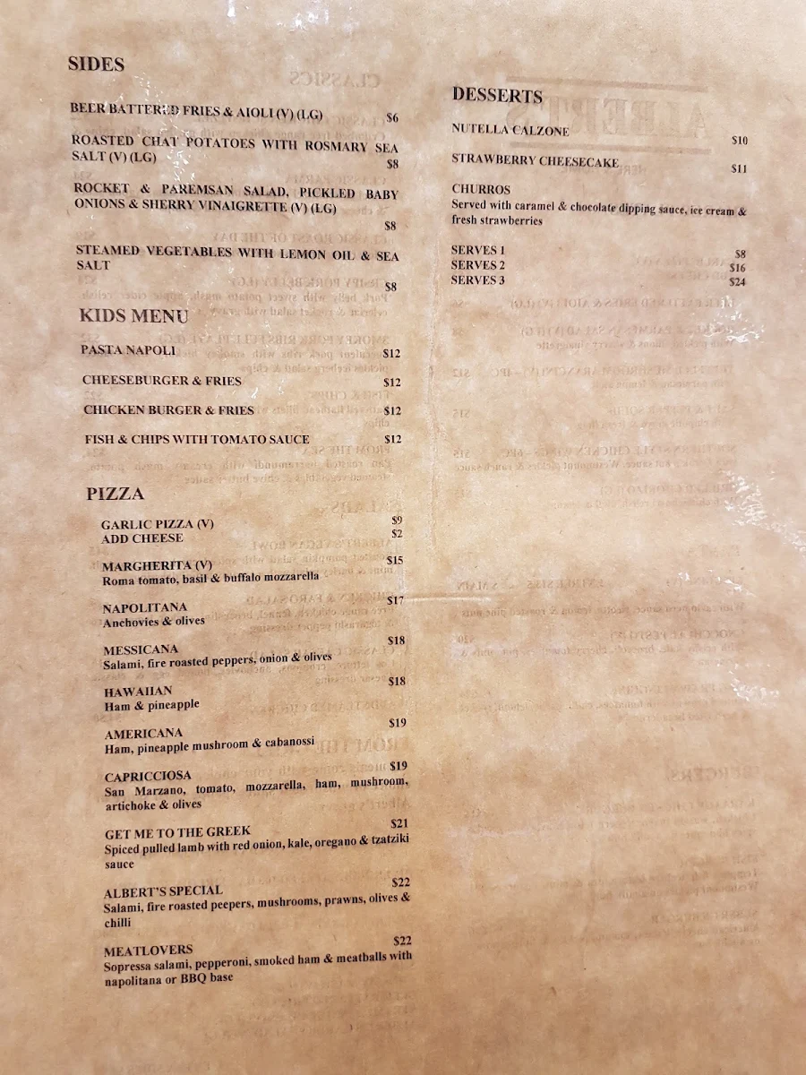Menu, Wagga RSL Club