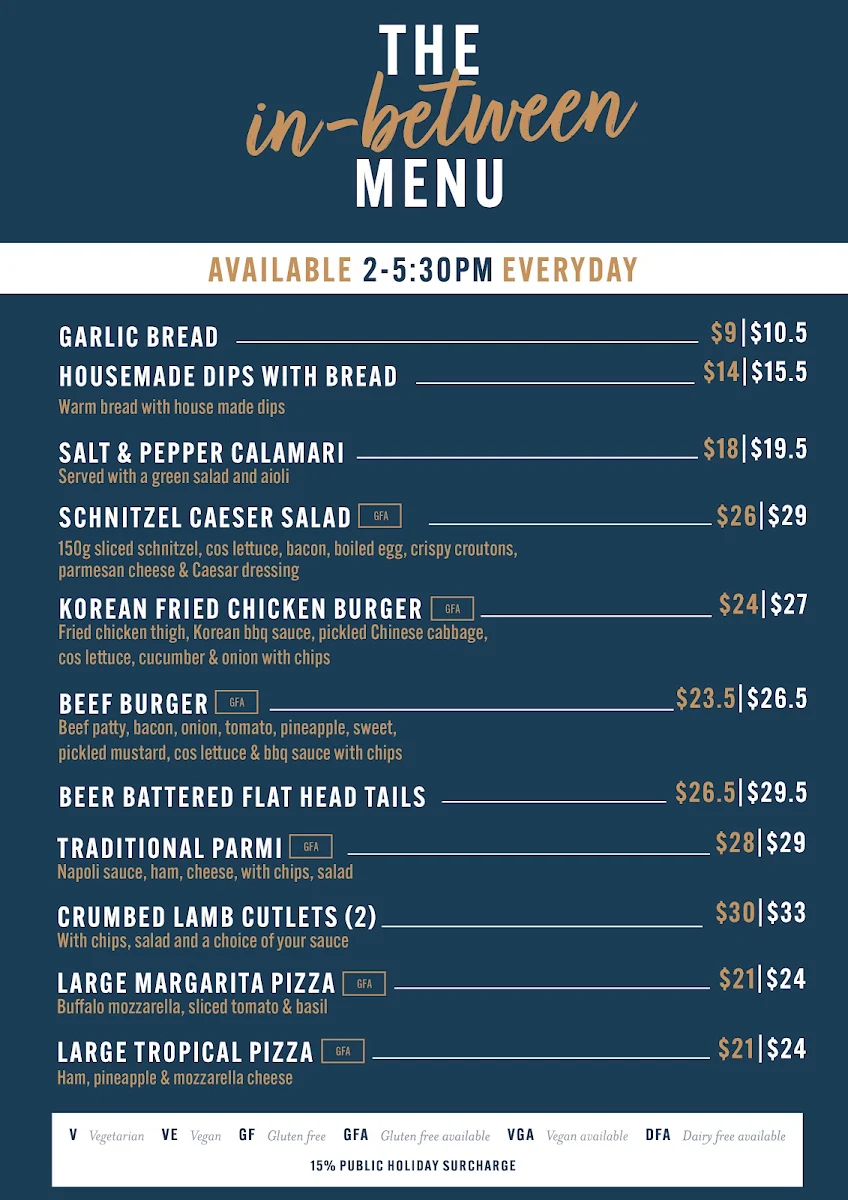 Menu, Wagga RSL Club